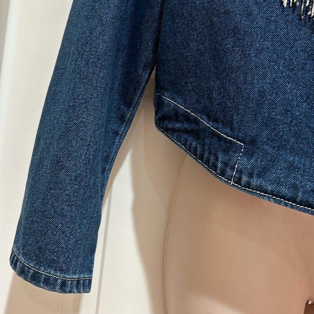 Vintage EUC Wanted by Beads Beautiful Country Style Jean Open Jacket Size S - Picture 5 of 8